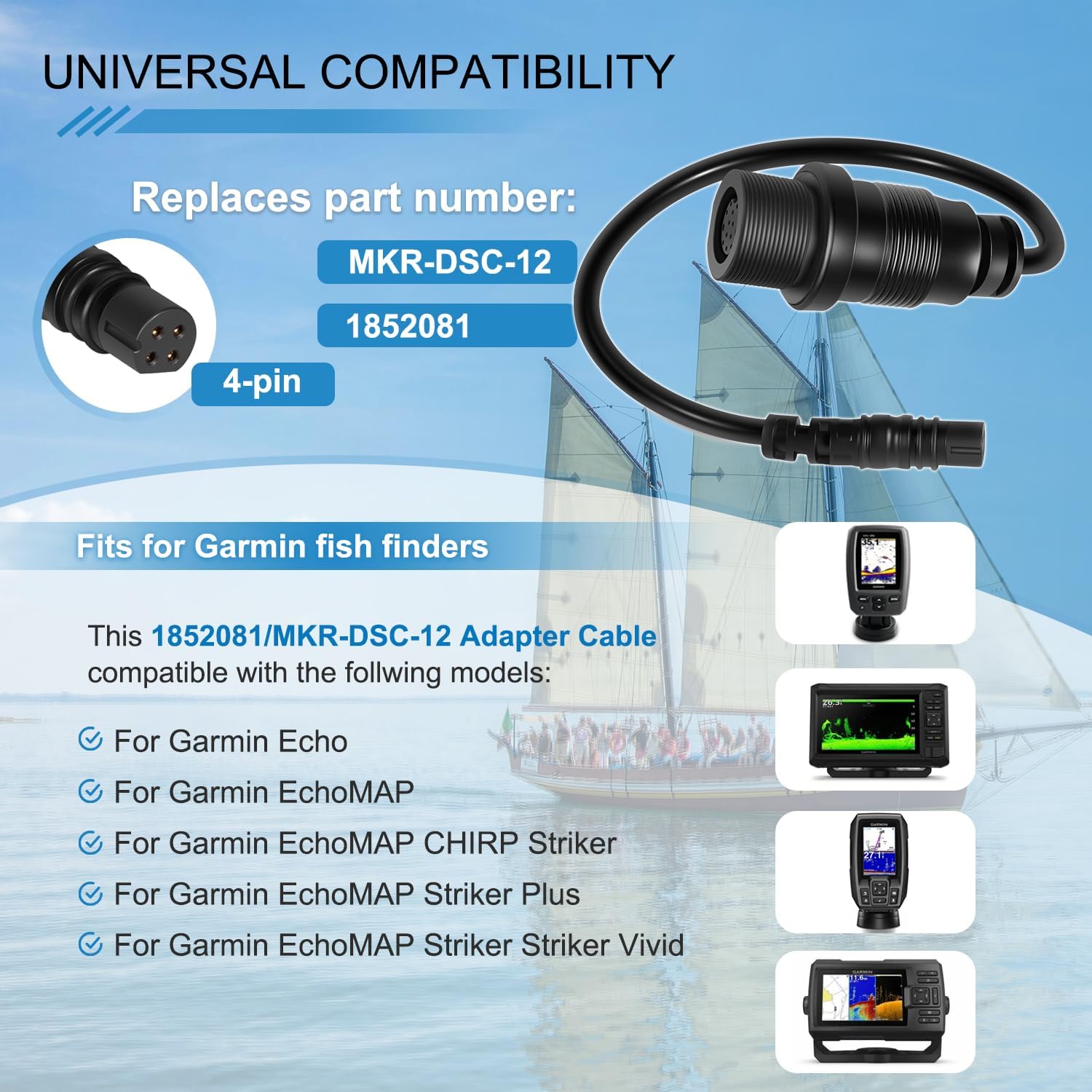1852081   كابل محول MKR-DSC-12 - مراجعة Fish Finder Cable وسعره